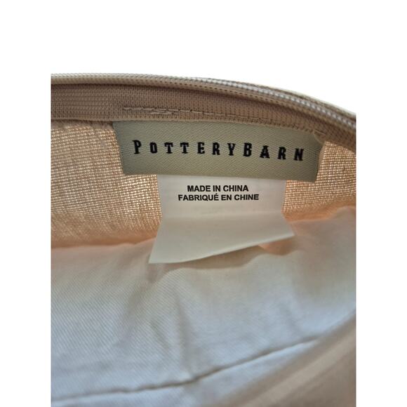 Vintage Embroidery Pottery Barn Throw Pillow 2011 Natural Moss Green Blue Red - Picture 9 of 10